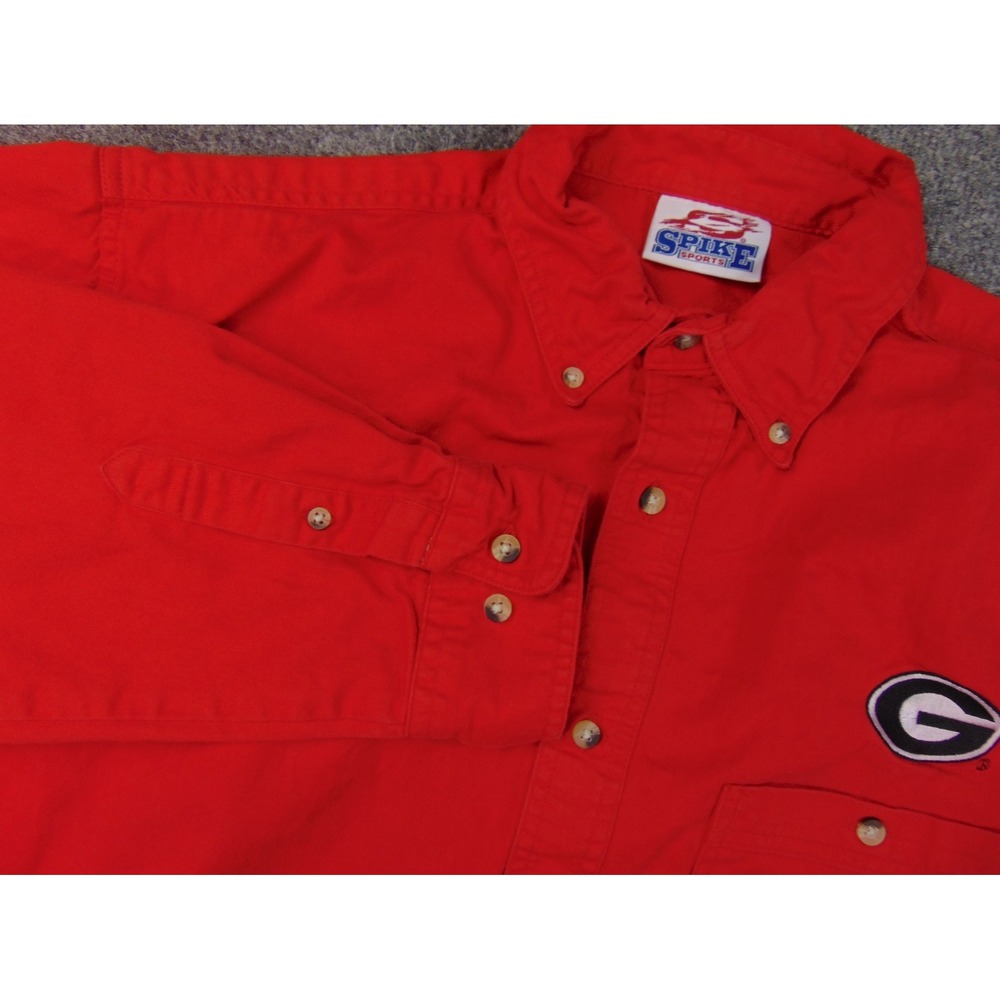 Georgia Bulldogs Button Down Mens Large Red Solid NCAA SEC Gameday Spike Sports